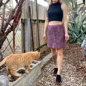 Pink tweed high rise pencil skirt